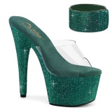 Green 18 cm 712RS pleaser high heels with ankle cuff rhinestone platform