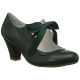 Green 6,5 cm WIGGLE-32 retro vintage cuben heels maryjane pumps