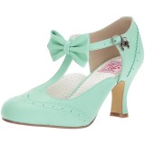 Green 7,5 cm retro vintage FLAPPER-11 Pinup Pumps Shoes with Low Heels