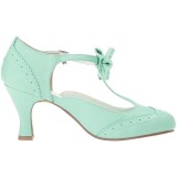 Green 7,5 cm retro vintage FLAPPER-11 Pinup Pumps Shoes with Low Heels