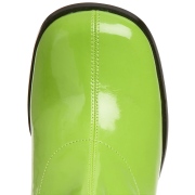 Green boots block heel 7,5 cm - 70s years style hippie disco gogo under kneeboots patent leather