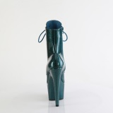 Green glitter 18 cm high heels ankle boots platform
