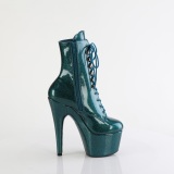Green glitter 18 cm high heels ankle boots platform