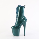 Green glitter 20 cm high heels ankle boots platform