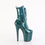 Green glitter 20 cm high heels ankle boots platform