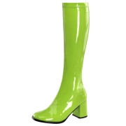 Green patent boots 7,5 cm GOGO-300 High Heeled Womens Boots for Men