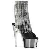 Grijs 18 cm ADORE-1024RSF dames enkellaarsjes met franjes