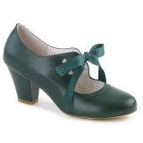 Groen 6,5 cm WIGGLE-32 retro vintage maryjane pumps met blokhak