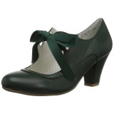 Groen 6,5 cm WIGGLE-32 retro vintage maryjane pumps met blokhak