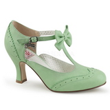 Groen 7,5 cm retro vintage FLAPPER-11 Pinup pumps met lage hak