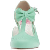 Groen 7,5 cm retro vintage FLAPPER-11 Pinup pumps met lage hak