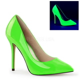 Groen Neon 13 cm AMUSE-20 naaldhak pumps met puntneus