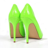 Groen Neon 13 cm AMUSE-20 naaldhak pumps met puntneus