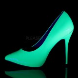 Groen Neon 13 cm AMUSE-20 naaldhak pumps met puntneus