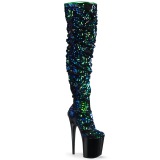 Blauw Pailletten 20 cm FLAMINGO 3004 pole dance overknee Blauw Pailletten 20 cm FLAMINGO 3004 pole dance overknee