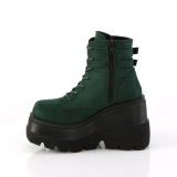 Groen suede 11,5 cm SHAKER-52 demonia sleehakken boots met plateau zwart