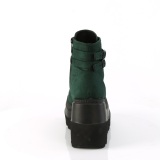 Groen suede 11,5 cm SHAKER-52 demonia sleehakken boots met plateau zwart