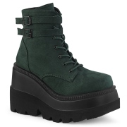 Groen suede 11,5 cm SHAKER-52 demoniacult sleehakken boots met plateau zwart