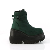 Groen suede 11,5 cm SHAKER-52 demoniacult sleehakken boots met plateau zwart