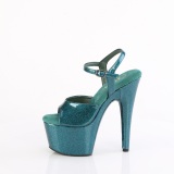 Groene 18 cm ADORE-709GP glitter plateau sandalen met hak