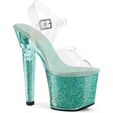 Groene 18 cm LOVESICK-708SG glitter plateau sandalen met hak