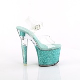 Groene 18 cm LOVESICK-708SG glitter plateau sandalen met hak
