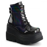 Hologram 11,5 cm SHAKER-52 demoniacult sleehakken boots met plateau zwart