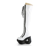 Hologram 13 cm DYNAMITE-300 Wedge Platform Thigh High Boots White