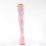 Hologram 13 cm DYNAMITE-300 overknee laarzen met wedge plateau roze