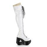 Hologram 13 cm DYNAMITE-300 overknee laarzen met wedge plateau witte