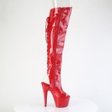 Hologram 18 cm ADORE-3019HWR red thigh high boots open toe with lace up
