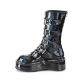 Hologram 5 cm EMILY-330 plateau laarzen dames met gespen