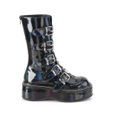 Hologram 5 cm EMILY-330 plateau laarzen dames met gespen