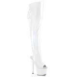Hologram veterlaarzen 18 cm ADORE-3019HWR witte overknee laarzen high heels met veters