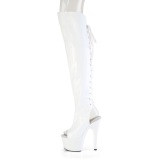 Hologram veterlaarzen 18 cm ADORE-3019HWR witte overknee laarzen high heels met veters