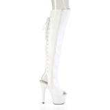 Hologram veterlaarzen 18 cm ADORE-3019HWR witte overknee laarzen high heels met veters