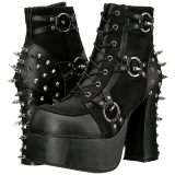 Kunstleer 11,5 cm DemoniaCult CHARADE-100 gothic enkellaarzen met studs