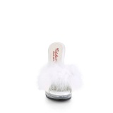 Kunstleer 12,5 cm GLORY-501F-8 Witte mules hoge hakken met veren