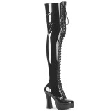 Kunstleer 13 cm ELECTRA-3023 overknee laarzen met veters