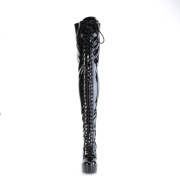 Kunstleer 13 cm ELECTRA-3023 overknee laarzen met veters