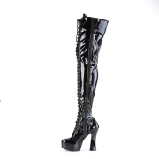 Kunstleer 13 cm ELECTRA-3023 overknee laarzen met veters