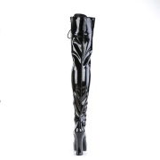 Kunstleer 13 cm ELECTRA-3023 overknee laarzen met veters