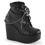 Kunstleer 13 cm POISON-101 lolita enkellaarzen wedges sleehakken