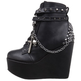 Kunstleer 13 cm POISON-101 lolita enkellaarzen wedges sleehakken