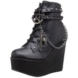 Kunstleer 13 cm POISON-101 lolita enkellaarzen wedges sleehakken