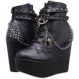 Kunstleer 13 cm POISON-101 lolita enkellaarzen wedges sleehakken