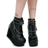 Kunstleer 13 cm POISON-101 lolita enkellaarzen wedges sleehakken