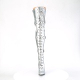 Kunstleer 13 cm SEDUCE-3028 Zilver overknee laarzen met veters