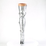 Kunstleer 13 cm SEDUCE-3028 Zilver overknee laarzen met veters