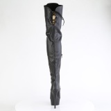 Kunstleer 15 cm DELIGHT-3022 Zwarte overknee laarzen met veters